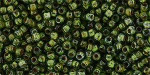 11/0 TOHO ROUND Hybrid Transparent Peridot Picasso Seed Bead (8g)