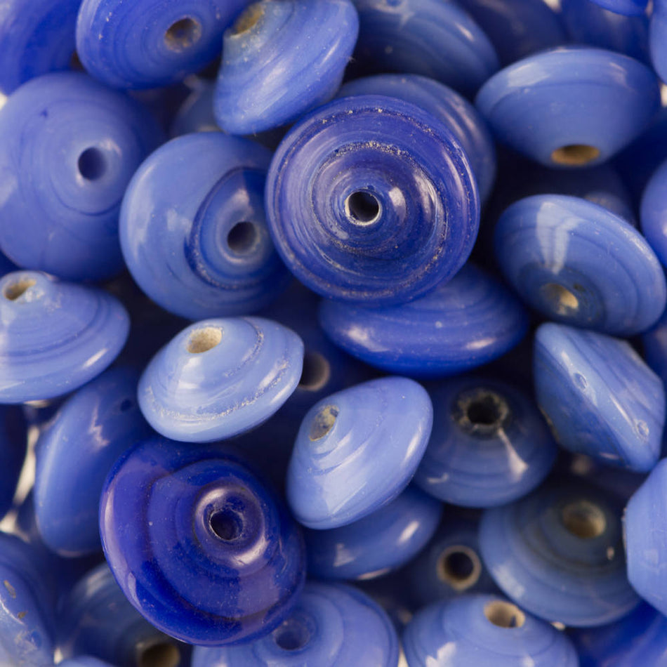 Vintage Opaque Blue Japanese Glass Spacer Beads jpn013E