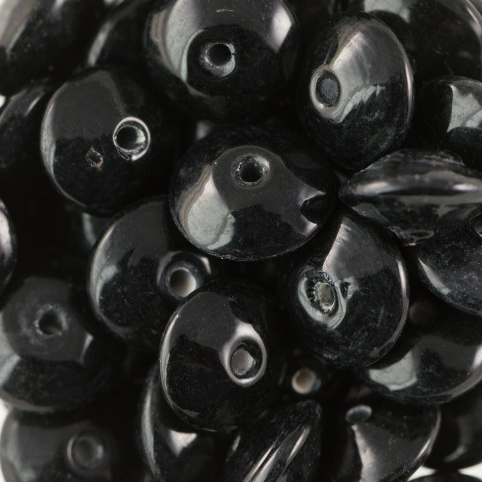 Vintage Opaque Black Japanese Glass Spacer Beads jpn013F