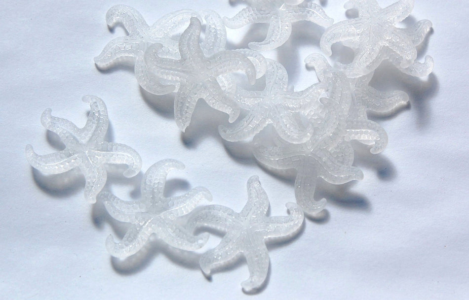 Vintage Matte Crystal Starfish Beads Charm West German Plastic 30mm (4) bds857A