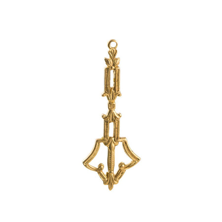 1 Hole Raw Brass Deco Pendant Charm 35x13mm (4) mtl505A