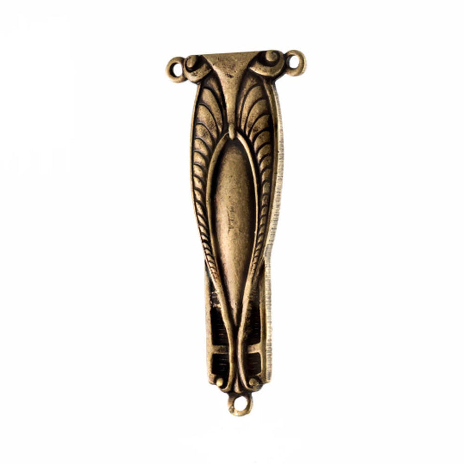 3 Loop Brass Ox Etched Triangle Connector Link 27x15mm (2) mtl492C