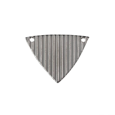 2 Hole Silver Plated Stripe Ribbed Triangle Pendant Findings (8) mtl376D