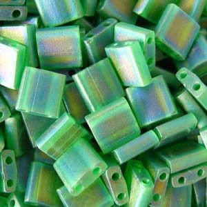 Matte Transparent Green AB Miyuki Tila Seed Bead 5.0mm 7.2gm Tube TL146FR-TB