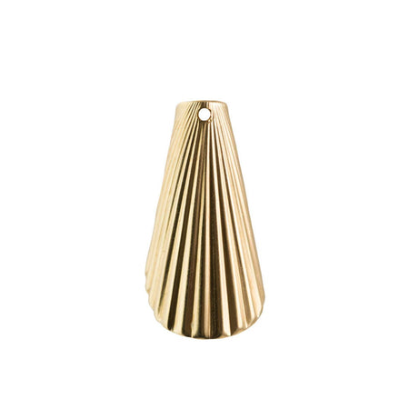 Raw Brass Ribbed Cone Pendant or Bead Cap Medium 26x12mm (4) mtl027B