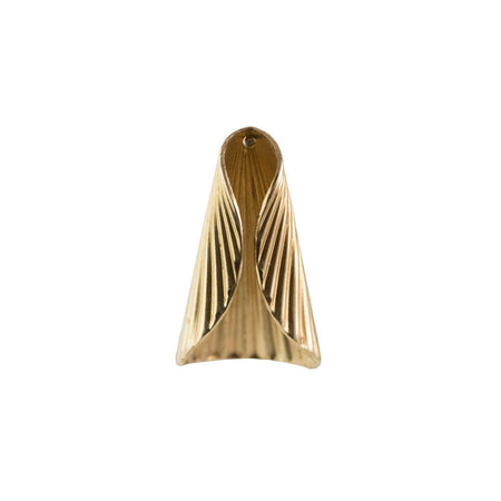 Raw Brass Ribbed Cone Pendant or Bead Cap Medium 26x12mm (4) mtl027B