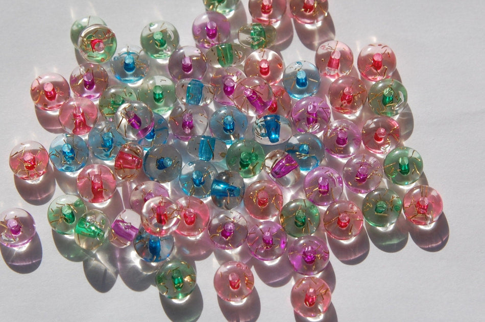 Mixed Lot Colored Core Gold Glitter Spacer or Rondelle Beads bds942