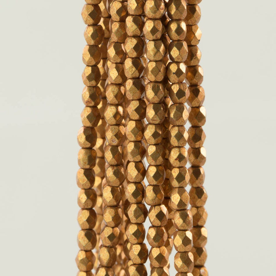 Czech Faceted Color Trends Saturated Metallic Flame Fire Polish Glass Beads 3mm (50)