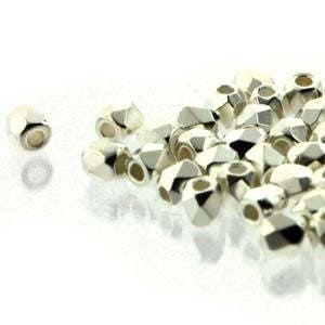 2mm .999 Fine Silver Plate True 2 Czech Faceted Fire Polished Glass Beads (2g)