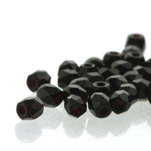 2mm Jet Faceted True 2 Czech Fire Polished Glass Beads (2g)