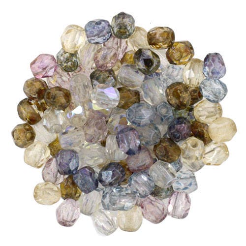 Czech Faceted Luster Mix Fire Polish Glass Beads 3mm (50)