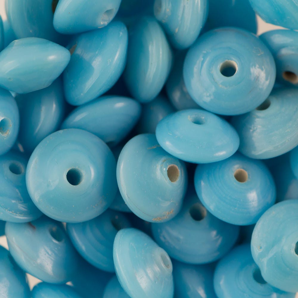 Vintage Opaque Light Blue Japanese Glass Spacer Beads jpn013D