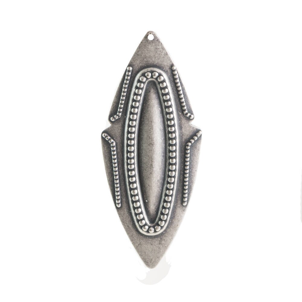 1 Hole Large Sterling Silver Ox Plated Southwestern Drop / Pendant 63x27mm (4) mtl473D