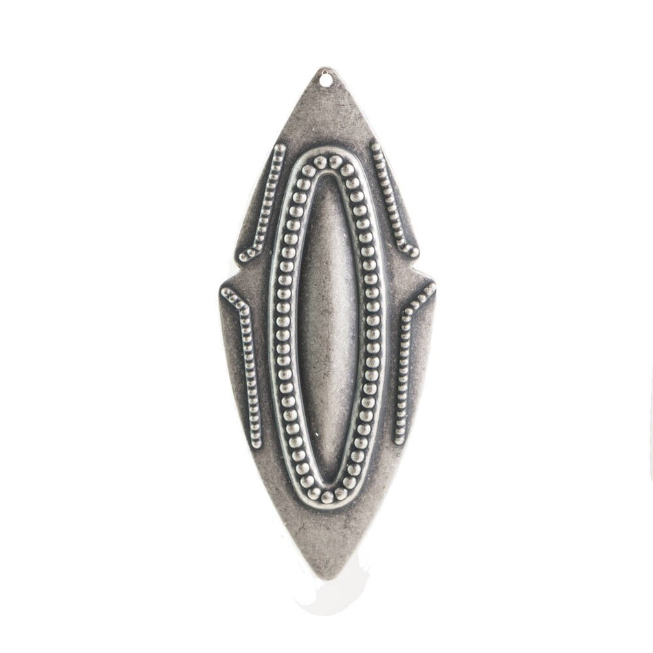 1 Hole Large Sterling Silver Ox Plated Southwestern Drop / Pendant 63x27mm (4) mtl473D