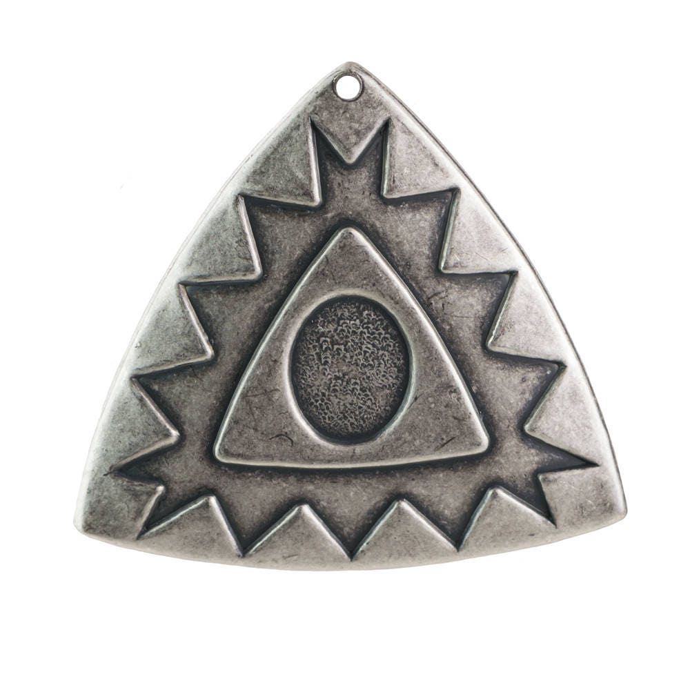 1 Hole Sterling Silver Ox Plated Southwestern Drop / Pendant with Setting 38mm (4) mtl469G