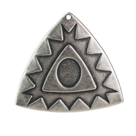 1 Hole Sterling Silver Ox Plated Southwestern Drop / Pendant with Setting 38mm (4) mtl469G