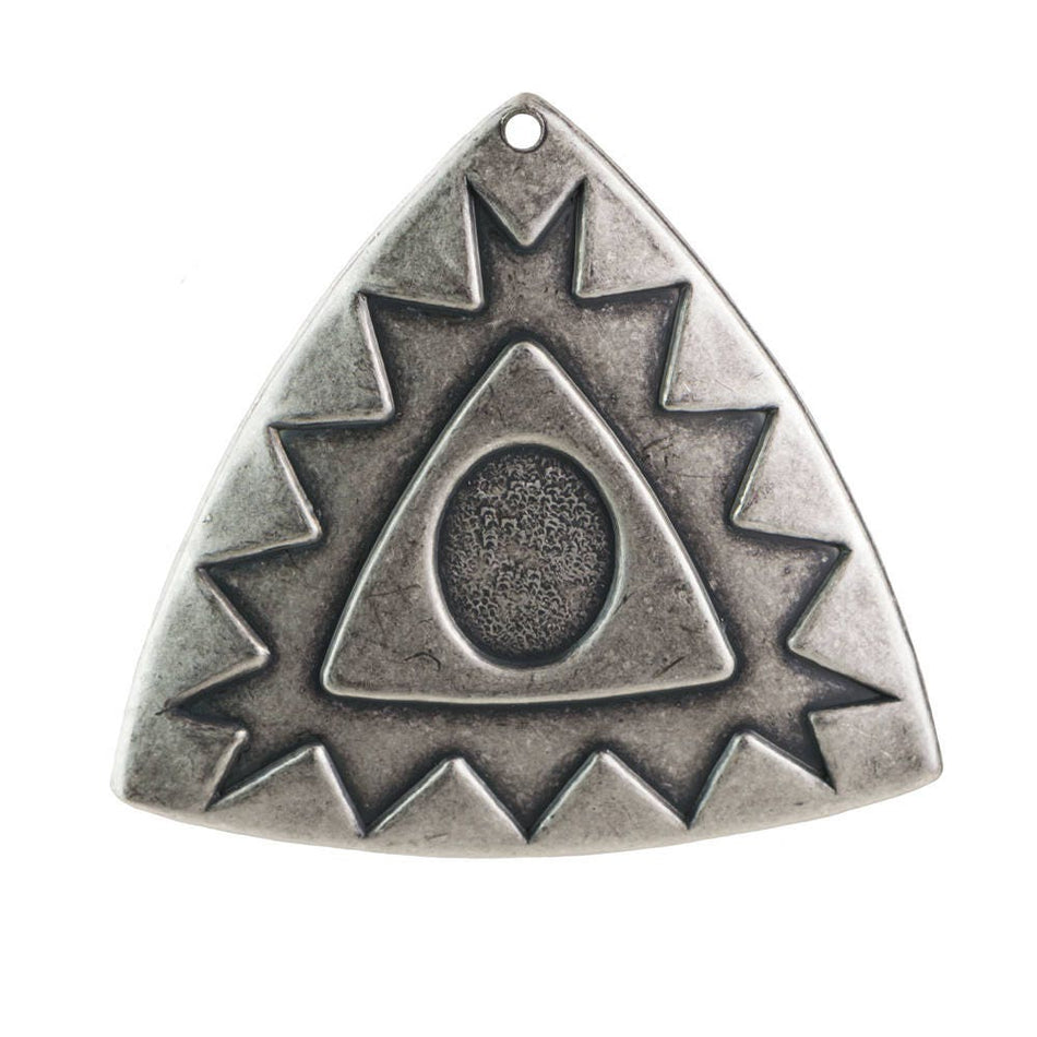 1 Hole Sterling Silver Ox Plated Southwestern Drop / Pendant with Setting 38mm (4) mtl469G
