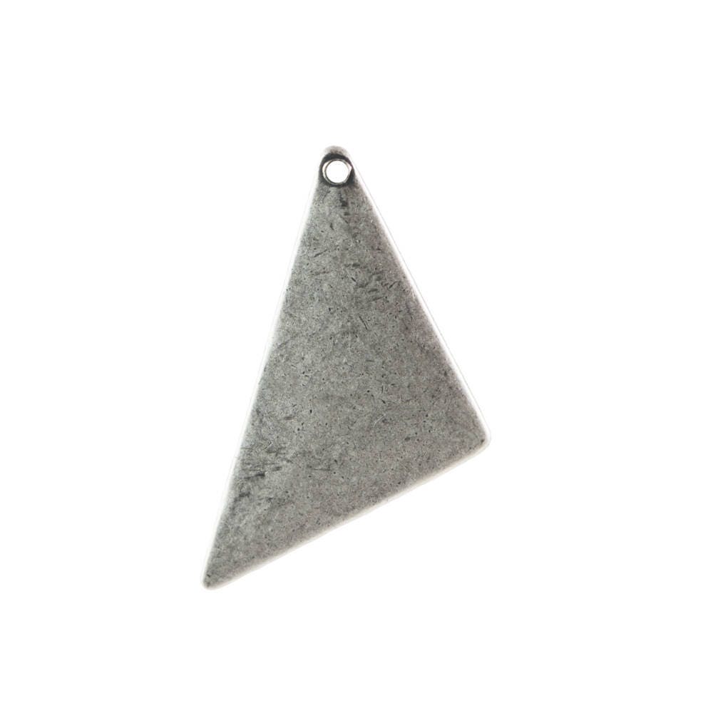1 Hole Sterling Silver Ox Triangle Pendant Findings 25x12 (8) mtl447E