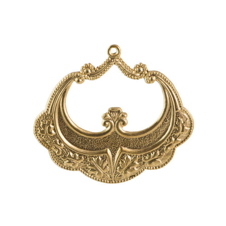 1 Hole Raw Brass Etched Rounded Pendant 48x45mm (2) mtl504A