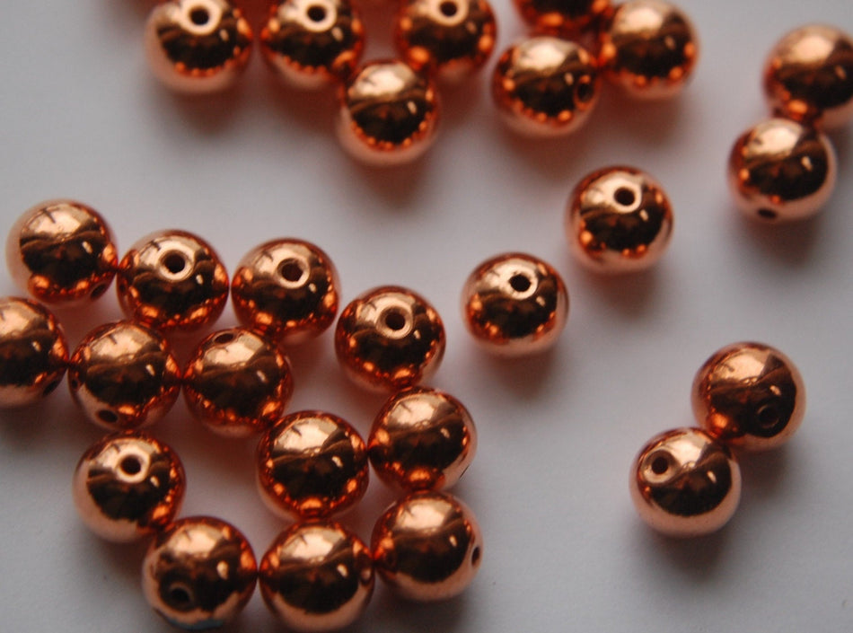 Vintage Copper Coated Round Beads 10mm (12) bds920B