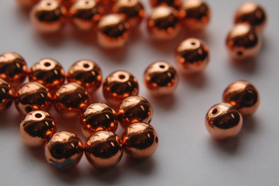 Vintage Copper Coated Round Beads 10mm (12) bds920B