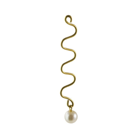 Long Zig-Zag Raw Brass Curved Pearl Drop Pendant 54x12mm (4)