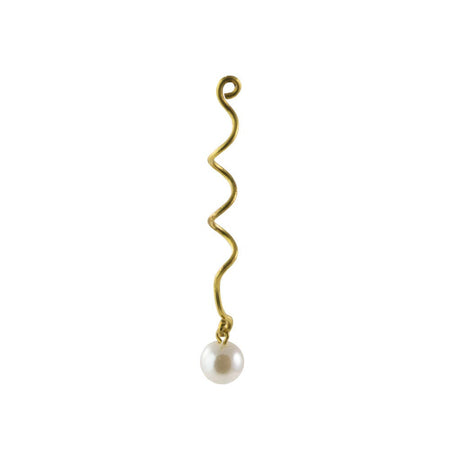 Coiled Raw Brass Curved Pearl Drop Pendant 45x7mm (6)