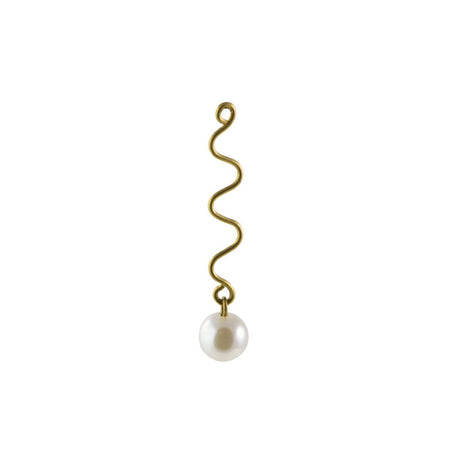 Zig-Zag Raw Brass Curved Pearl Drop Pendant 43x7mm (6)
