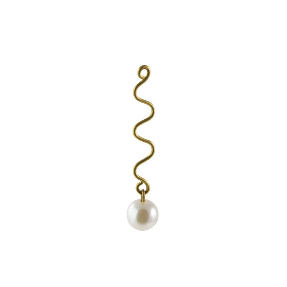 Zig-Zag Raw Brass Curved Pearl Drop Pendant 43x7mm (6)