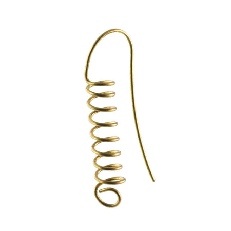Vintage Raw Brass Long Coiled Ear Wires 44mm (6) fnd013
