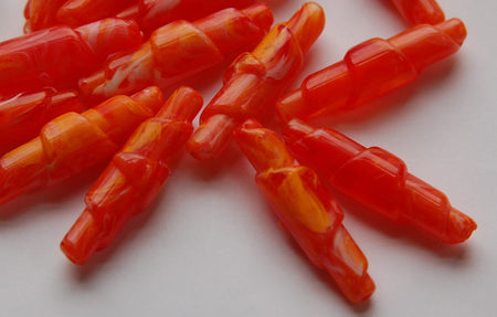 Vintage Orange and White Marbled Rolled Lucite Beads bds952B