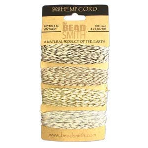Beadsmith Hemp Cord 4 Metallic Vintage 20lb/1.0mm
