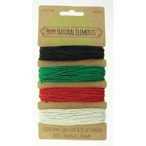 Beadsmith Hemp Cord 4 Primary Colors 20lb/1.0mm
