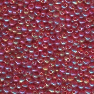 Transparent Red AB Drop Seed Beads 3.4mm 25G Tube DP-9254-TB