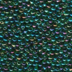 Transparent Green AB Drop Seed Beads 3.4mm 25G Tube DP-9179-TB
