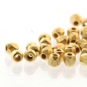 2mm Brushed Gold Plate True 2 Czech Faceted Fire Polished Glass Beads (2g)