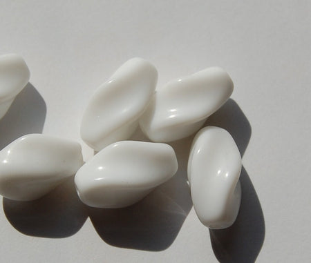 Vintage White German Glass Oblong Twist Beads grm040
