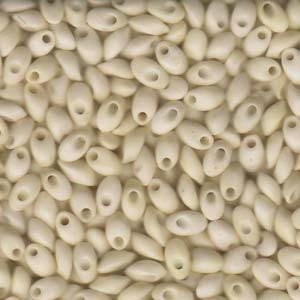 Matte Opaque Cream Miyuki Long Magatama Seed Beads 4x7mm 8.5G Tube LMA-2021-TB