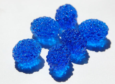 Vintage Oval Bumpy Textured Blue Plastic Beads (6) bds791A