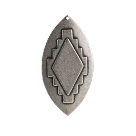 1 Hole Large Sterling Silver Ox Southwestern Drop / Pendant 65x33mm (2) mtl472D