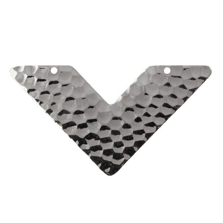 2 Hole Silver Hammered V Connector Pendant (4) mtl390E