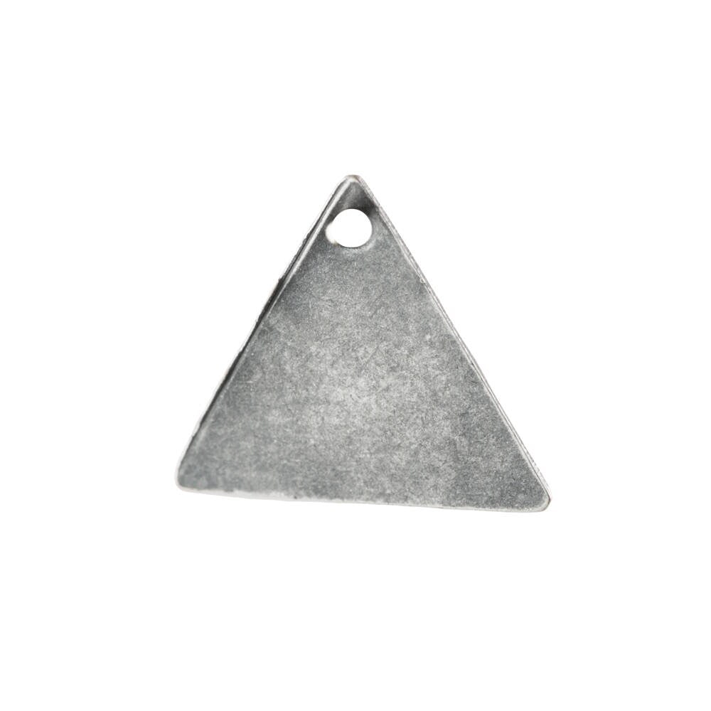1 Hole Sterling Silver Ox Hammered Triangle Charms Drops 13mm (10) mtl147W