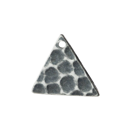 1 Hole Sterling Silver Ox Hammered Triangle Charms Drops 13mm (10) mtl147W