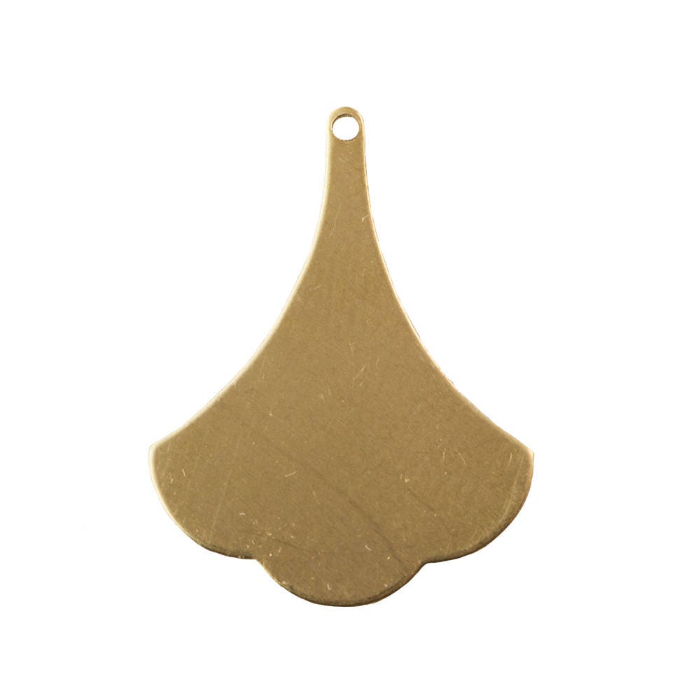 Raw Brass Flat Ginkgo Pendant Drops 21x16mm (6) mtl513A