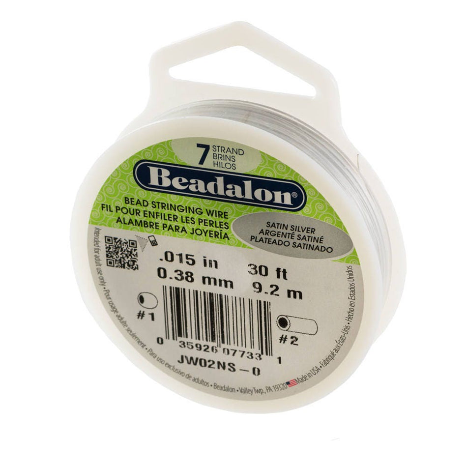 Beadalon 7 Strand Satin Silver Wire .38mm Diameter/30ft Spool