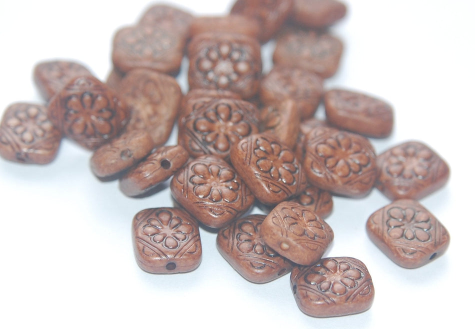 Vintage Style Cocoa Powder Etched Tablet  Beads bds380F
