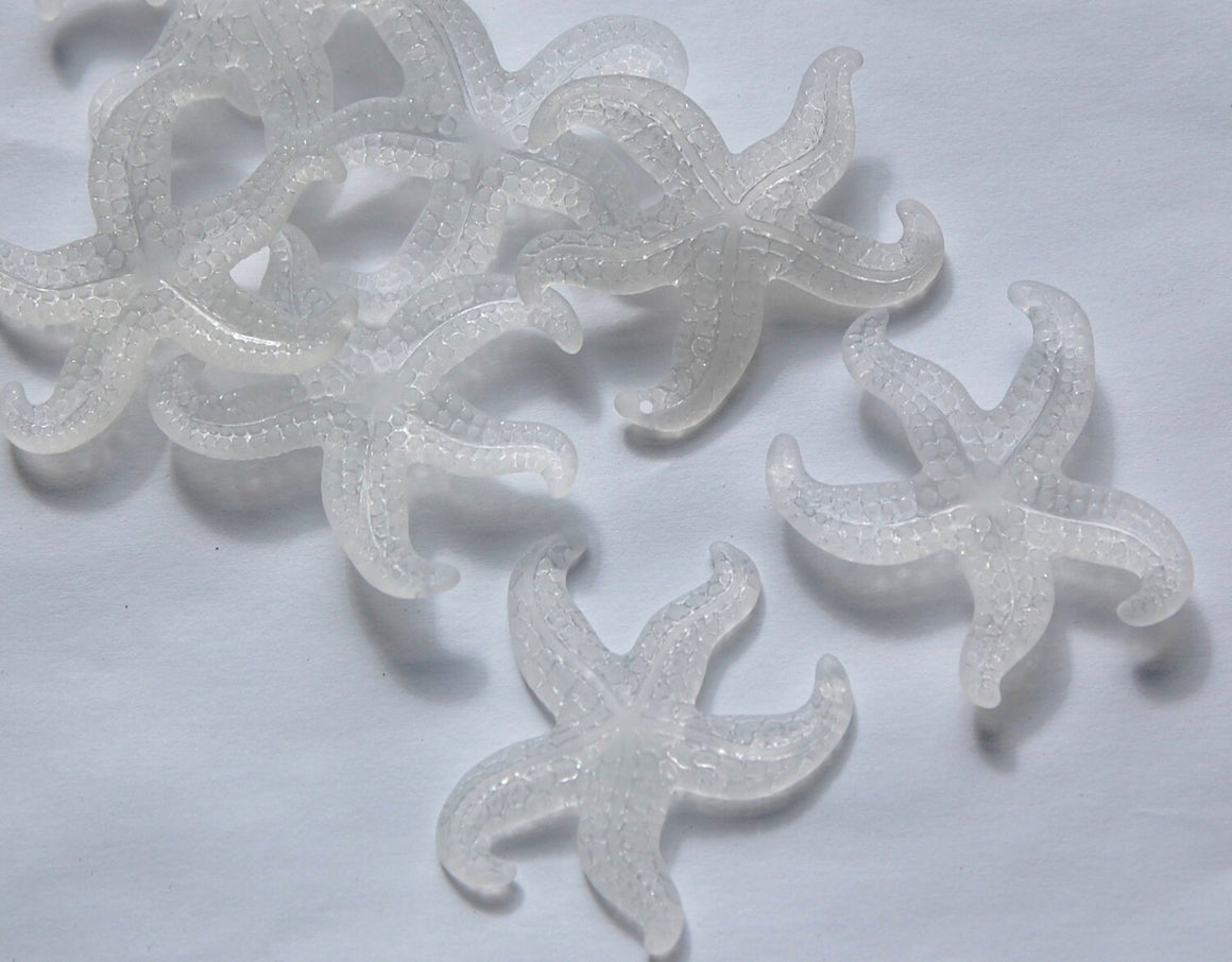Vintage Large Matte Crystal Starfish Beads Pendant West German Plastic (2) bds858G
