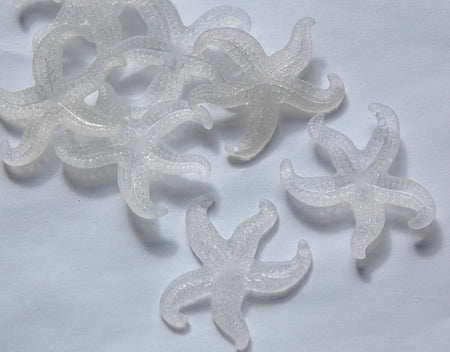 Vintage Large Matte Crystal Starfish Beads Pendant West German Plastic (2) bds858G