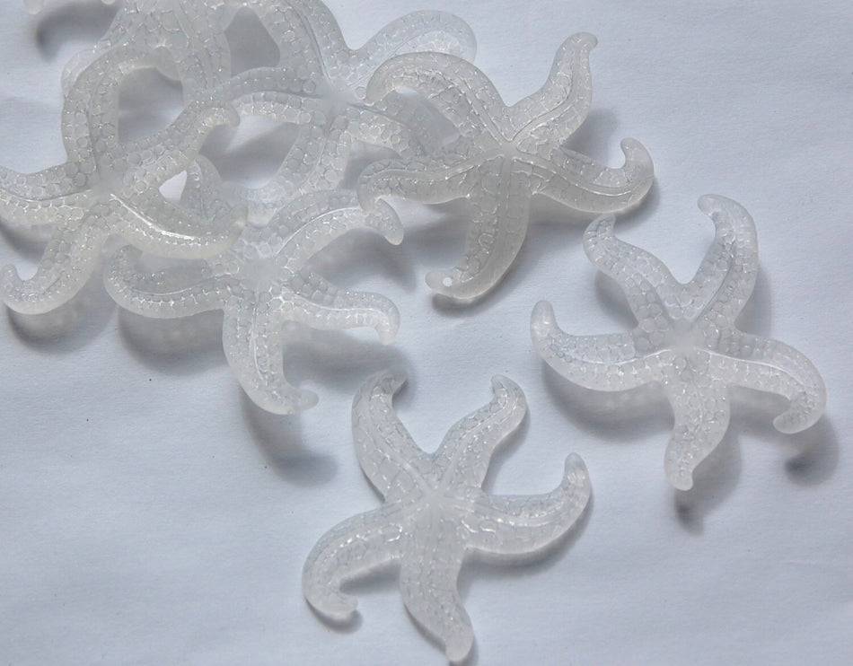 Vintage Large Matte Crystal Starfish Beads Pendant West German Plastic (2) bds858G