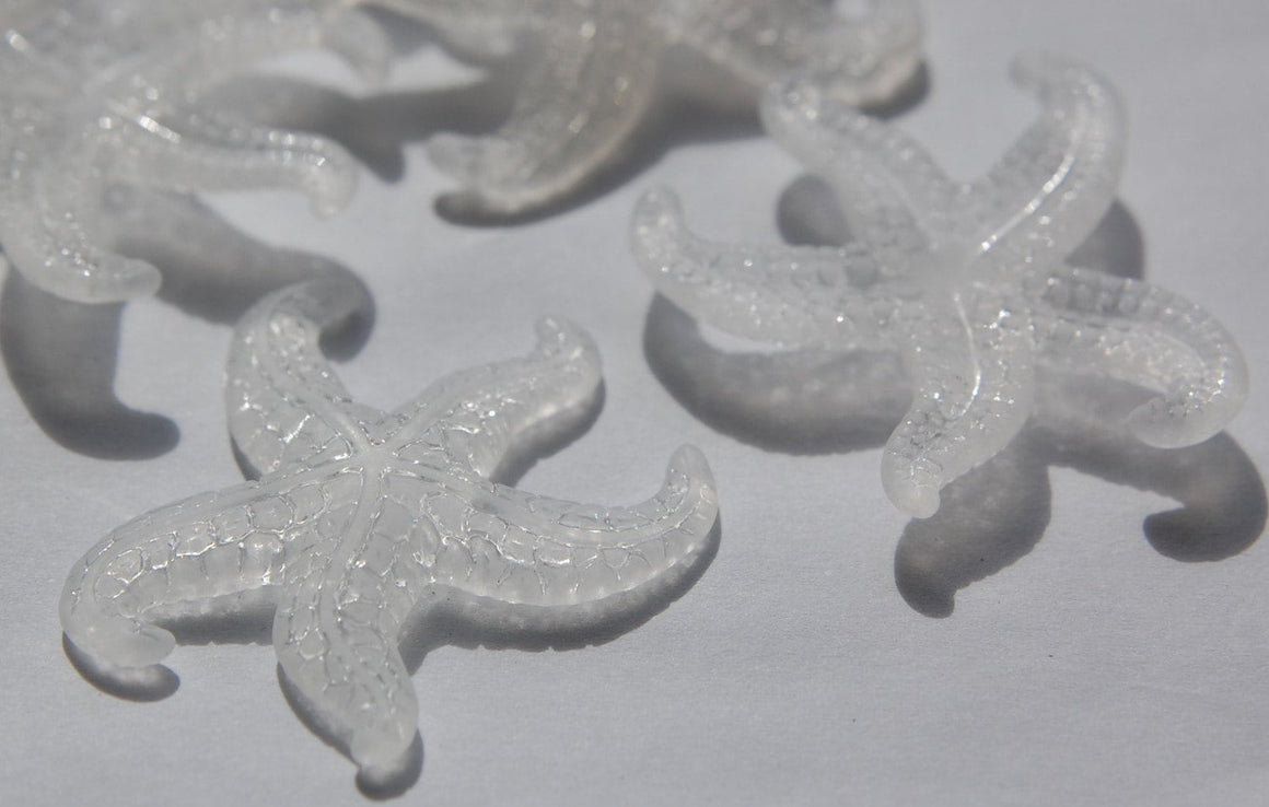 Vintage Large Matte Crystal Starfish Beads Pendant West German Plastic (2) bds858G